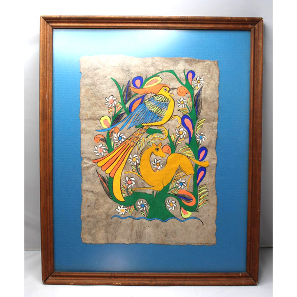 Handmade Other - Mexican Amate bark paper art painting psychedelia